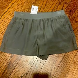 NWT. ATM silk shorts in olive/army color.
